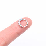 Detail View 2 of 14 Karat White Gold Fire Opal Prong Set Lined Bendable Hoop Ring-White