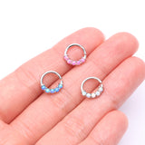 Detail View 3 of 14 Karat White Gold Fire Opal Prong Set Lined Bendable Hoop Ring-White