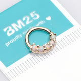 Detail View 4 of 14 Karat Gold Fire Opal Prong Set Lined Bendable Hoop Ring-White