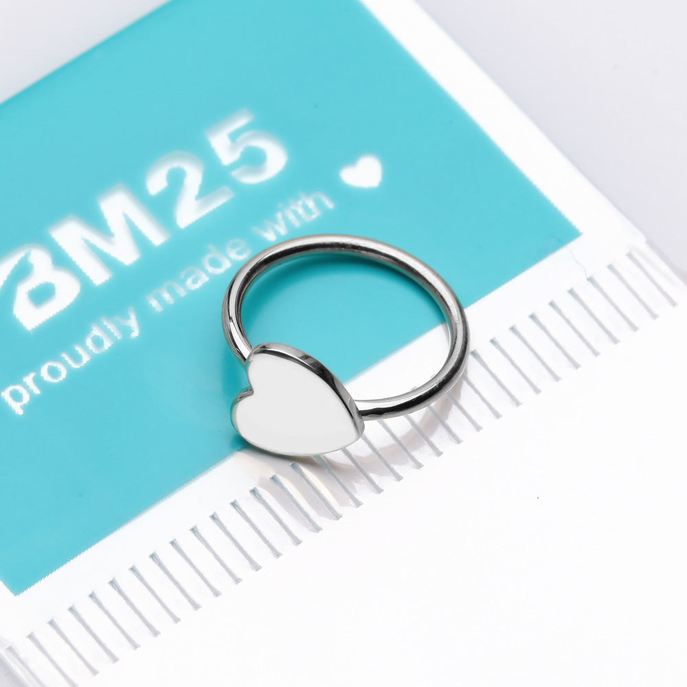 Detail View 2 of 14 Karat White Gold Heart Bendable Hoop Ring