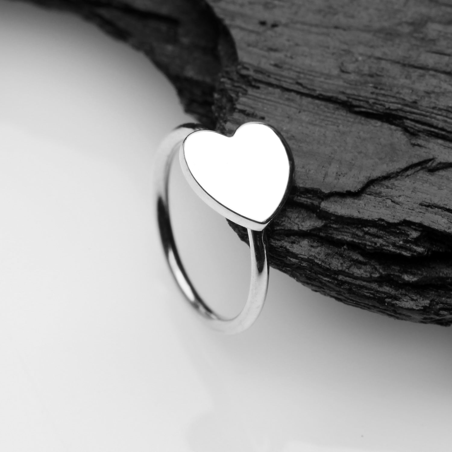Detail View 1 of 14 Karat White Gold Heart Bendable Hoop Ring