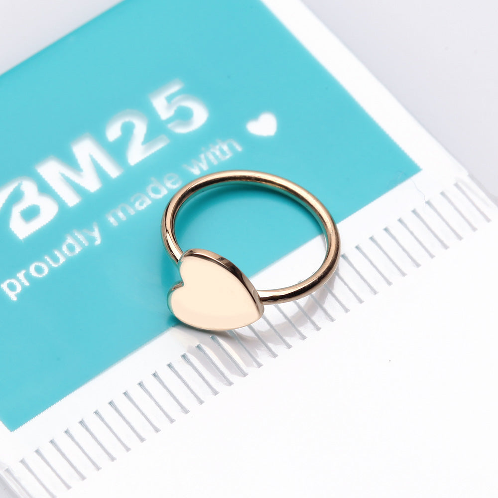 Detail View 2 of 14 Karat Gold Heart Bendable Hoop Ring