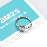 Detail View 2 of 14 Karat White Gold Bezel Set Sparkle Gem Bendable Hoop Ring