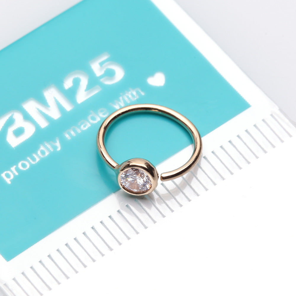 Detail View 2 of 14 Karat Gold Bezel Set Sparkle Gem Bendable Hoop Ring