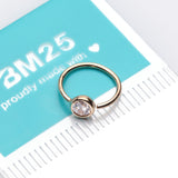 Detail View 2 of 14 Karat Gold Bezel Set Sparkle Gem Bendable Hoop Ring