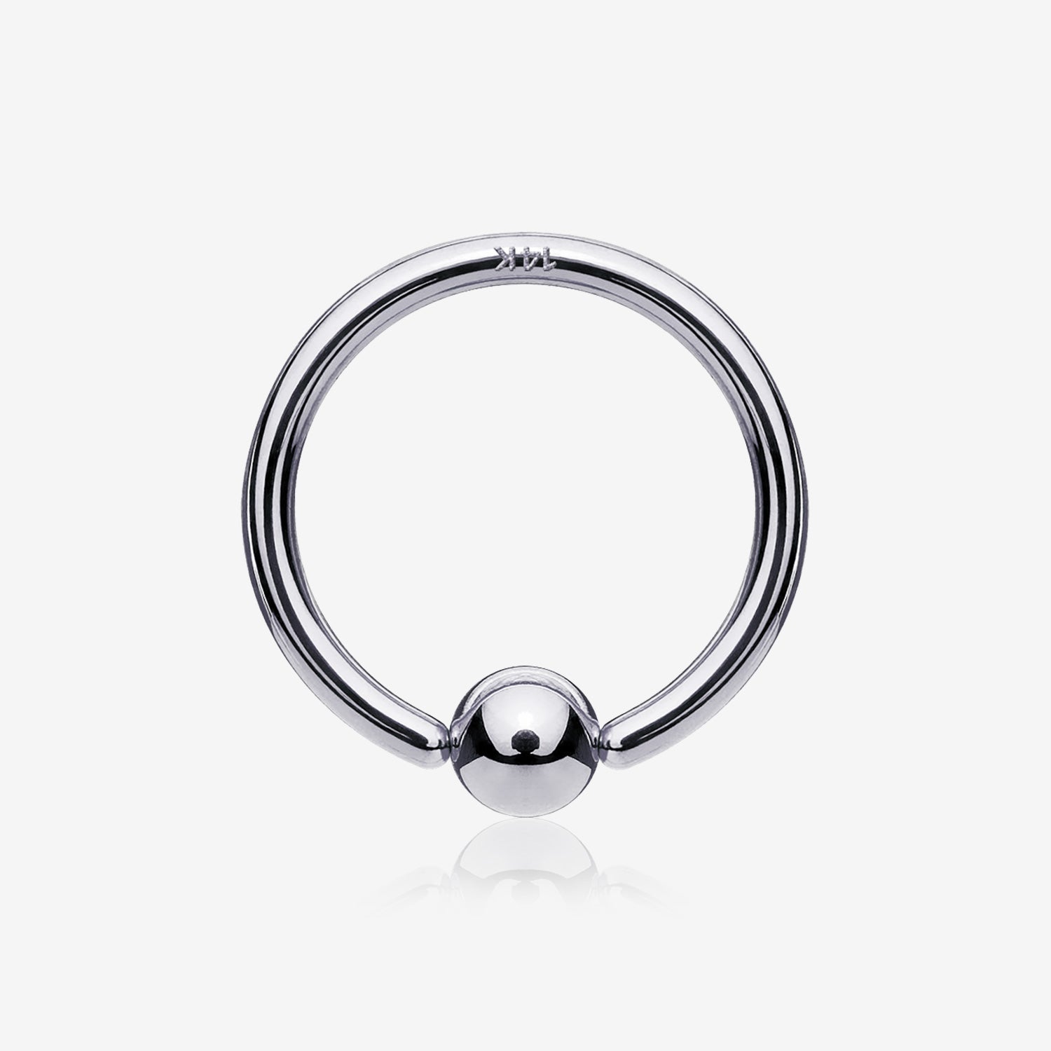 14 Karat White Gold Ball End CBR Style Bendable Hoop Ring