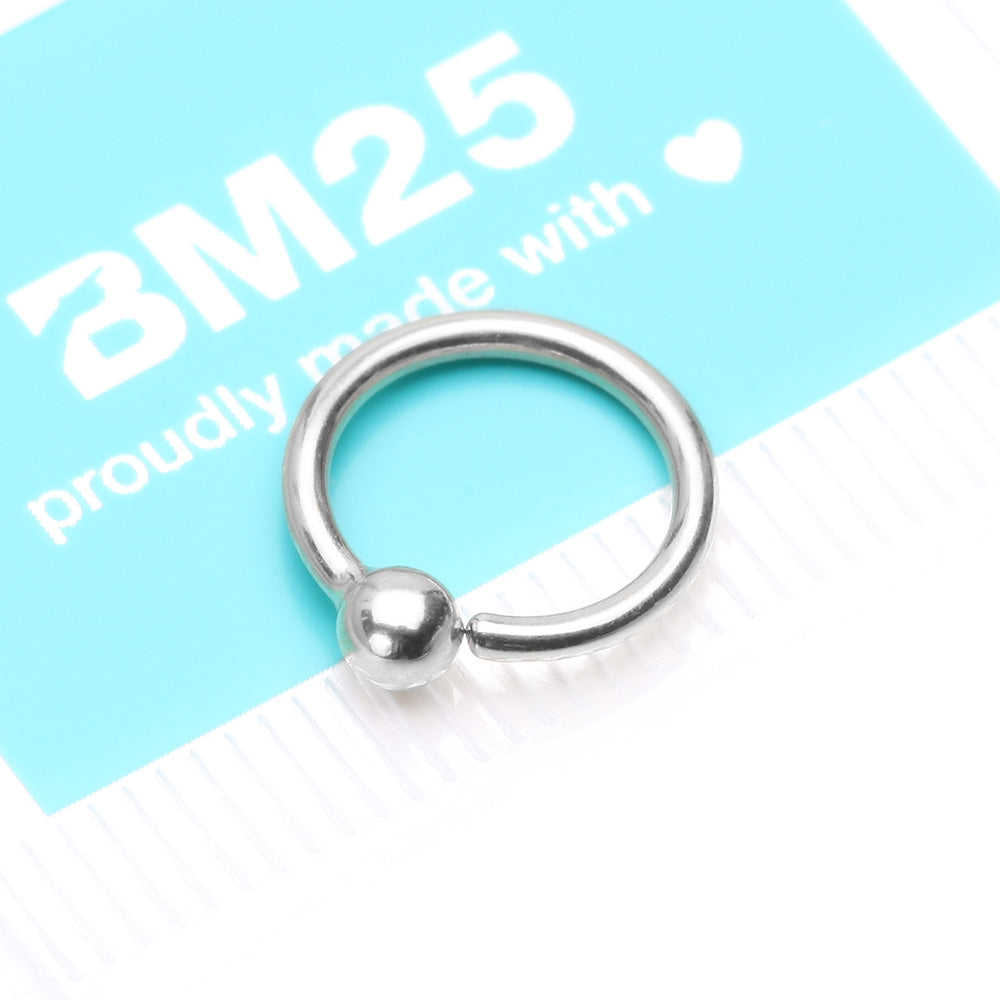 Detail View 4 of 14 Karat White Gold Ball End CBR Style Bendable Hoop Ring