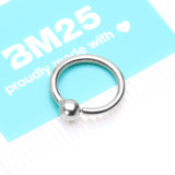 Detail View 4 of 14 Karat White Gold Ball End CBR Style Bendable Hoop Ring