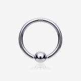 14 Karat White Gold Ball End CBR Style Bendable Hoop Ring