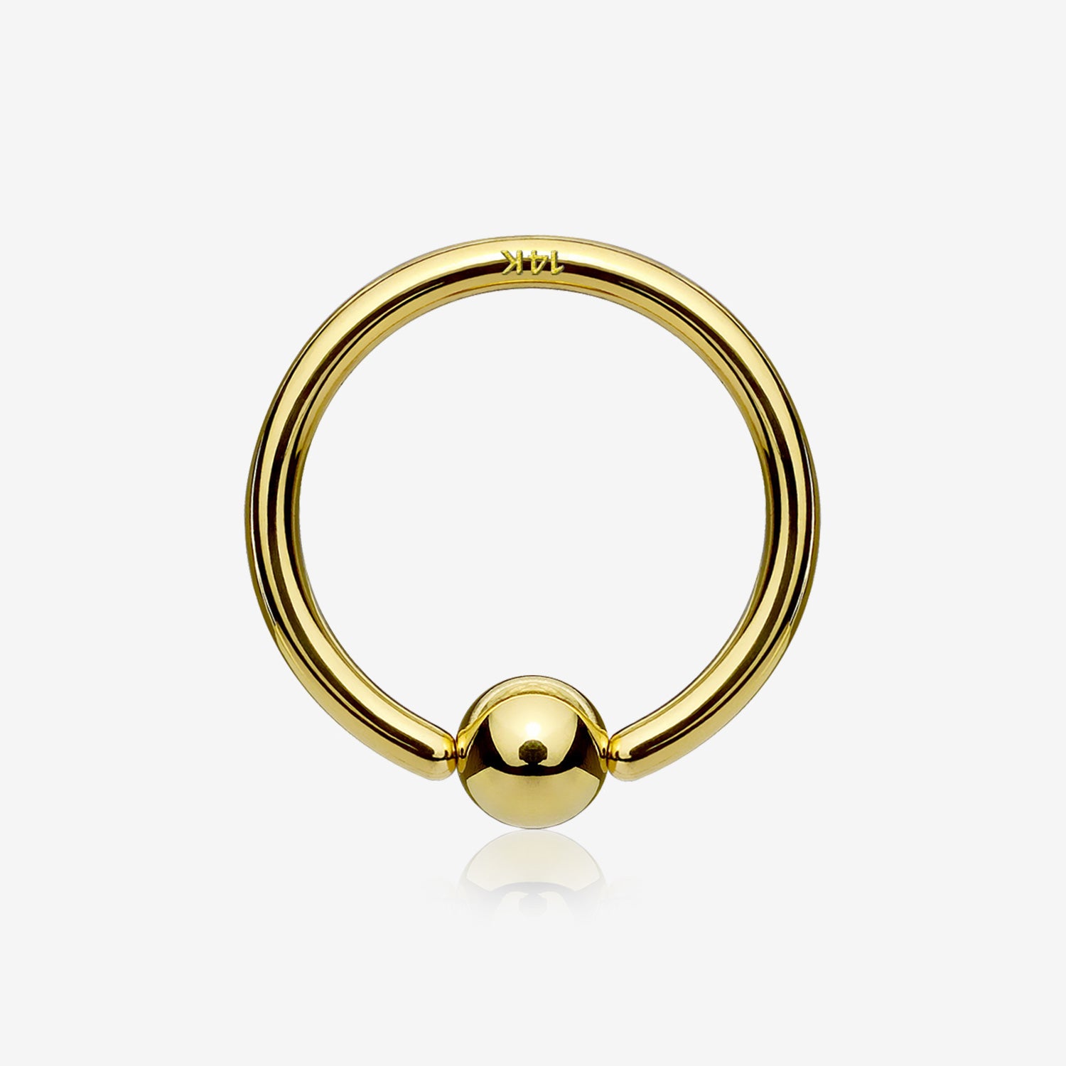 14 Karat Gold Ball End CBR Style Bendable Hoop Ring