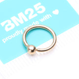 Detail View 4 of 14 Karat Gold Ball End CBR Style Bendable Hoop Ring