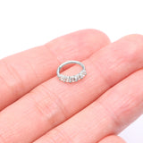 Detail View 2 of 14 Karat White Gold Multi-Gem Crown Prong Set Bendable Hoop Ring-Clear Gem