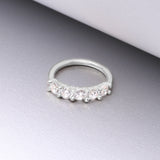 Detail View 1 of 14 Karat White Gold Multi-Gem Crown Prong Set Bendable Hoop Ring-Clear Gem