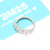 Detail View 4 of 14 Karat White Gold Multi-Gem Crown Prong Set Bendable Hoop Ring-Clear Gem