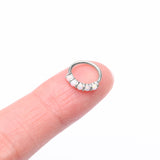 Detail View 2 of 14 Karat White Gold Multi Fire Opal Crown Prong Set Bendable Hoop Ring-White Opal