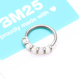 Detail View 4 of 14 Karat White Gold Multi Fire Opal Crown Prong Set Bendable Hoop Ring-White Opal