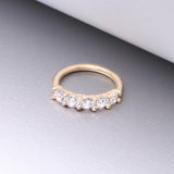 Detail View 1 of 14 Karat Gold Multi-Gem Crown Prong Set Bendable Hoop Ring-Clear Gem