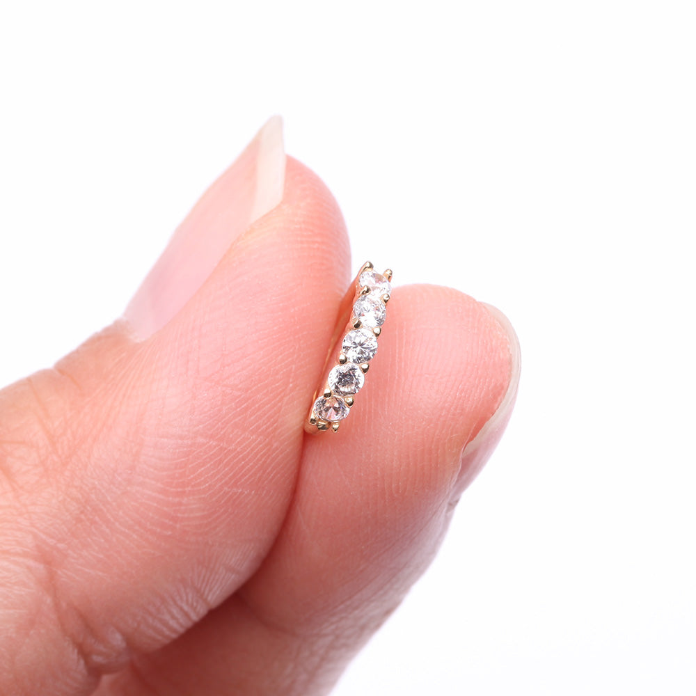 Detail View 2 of 14 Karat Gold Multi-Gem Crown Prong Set Bendable Hoop Ring-Clear Gem