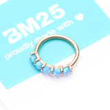 Detail View 4 of 14 Karat Gold Multi Fire Opal Crown Prong Set Bendable Hoop Ring-Blue Opal