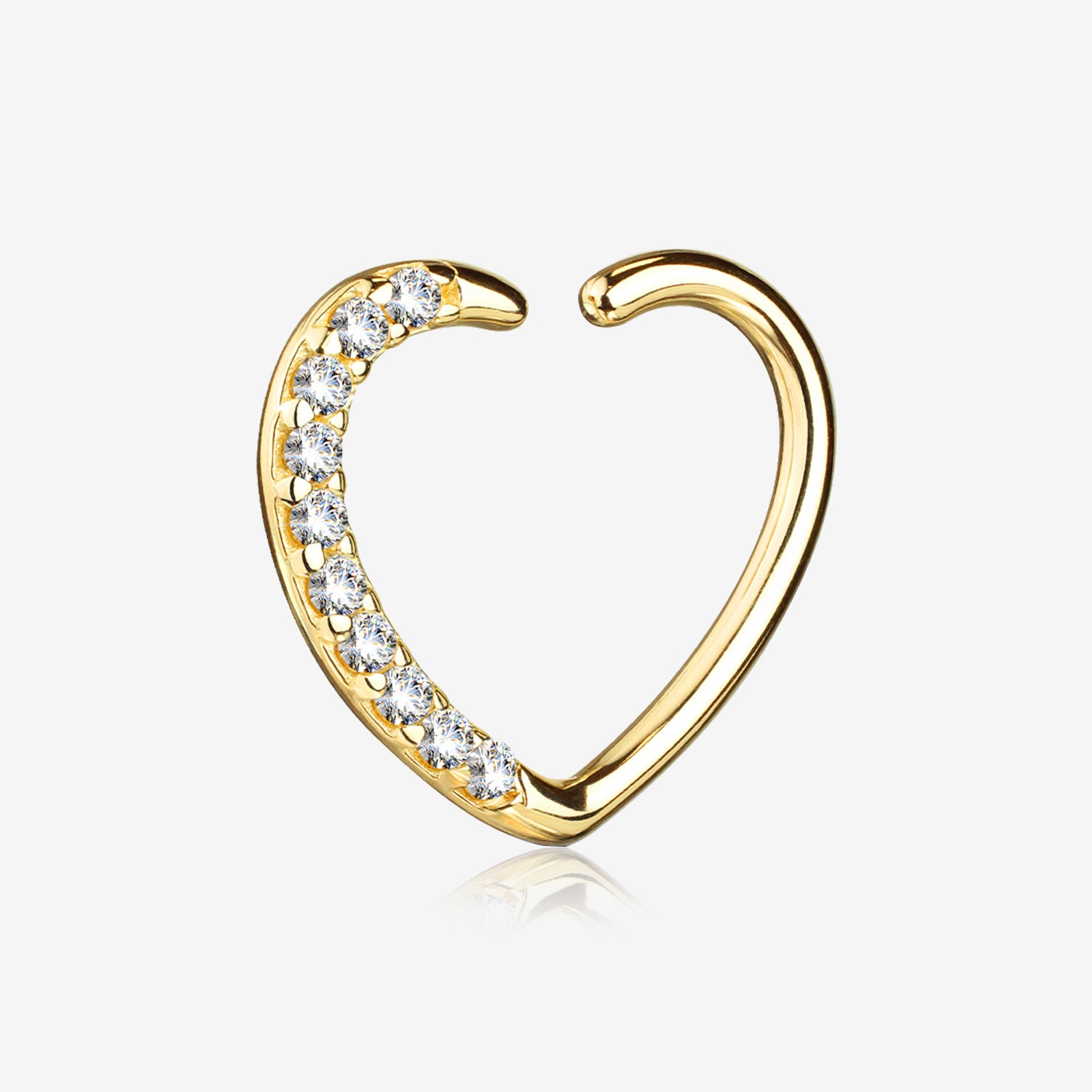 14 Karat Gold Journey Sparkles Heart Bendable Hoop Ring-Clear Gem