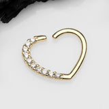 Detail View 1 of 14 Karat Gold Journey Sparkles Heart Bendable Hoop Ring-Clear Gem