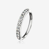 14 Karat White Gold Brilliant Sparkle Lined Multi-Gem Bendable Hoop Ring