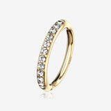 14 Karat Gold Brilliant Sparkle Lined Multi-Gem Bendable Hoop Ring-Clear Gem