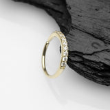 Detail View 1 of 14 Karat Gold Brilliant Sparkle Lined Multi-Gem Bendable Hoop Ring-Clear Gem