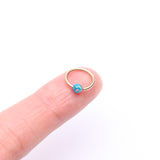 Detail View 2 of 14 Karat Gold Fire Opal Ball CBR Style Bendable Hoop Ring-Green Opal