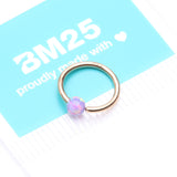Detail View 4 of 14 Karat Gold Fire Opal Ball CBR Style Bendable Hoop Ring-Purple Opal