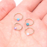 Detail View 3 of 14 Karat Gold Fire Opal Ball CBR Style Bendable Hoop Ring-White Opal