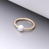 Detail View 1 of 14 Karat Gold Fire Opal Ball CBR Style Bendable Hoop Ring-White Opal