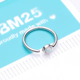 Detail View 4 of 14 Karat White Gold Bezel Set Fire Opal Bendable Hoop Ring-White Opal