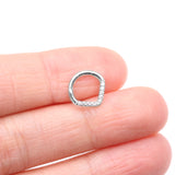 Detail View 2 of 14 Karat White Gold Brilliant Sparkle Chevron Clicker Hoop Ring-Clear Gem