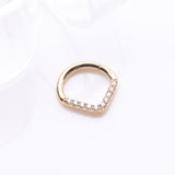 Detail View 1 of 14 Karat Gold Brilliant Sparkle Chevron Clicker Hoop Ring-Clear Gem