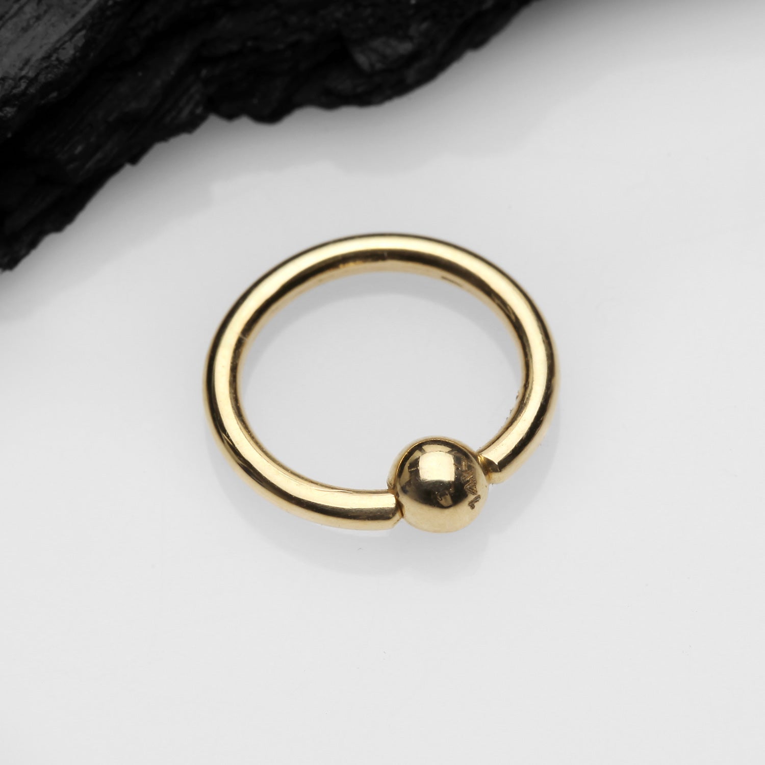Detail View 1 of 14 Karat Gold Basic Captive Bead Ring