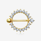A Pair of 14 Karat Gold Glistening Sunburst Sparkles Nipple Shield Ring