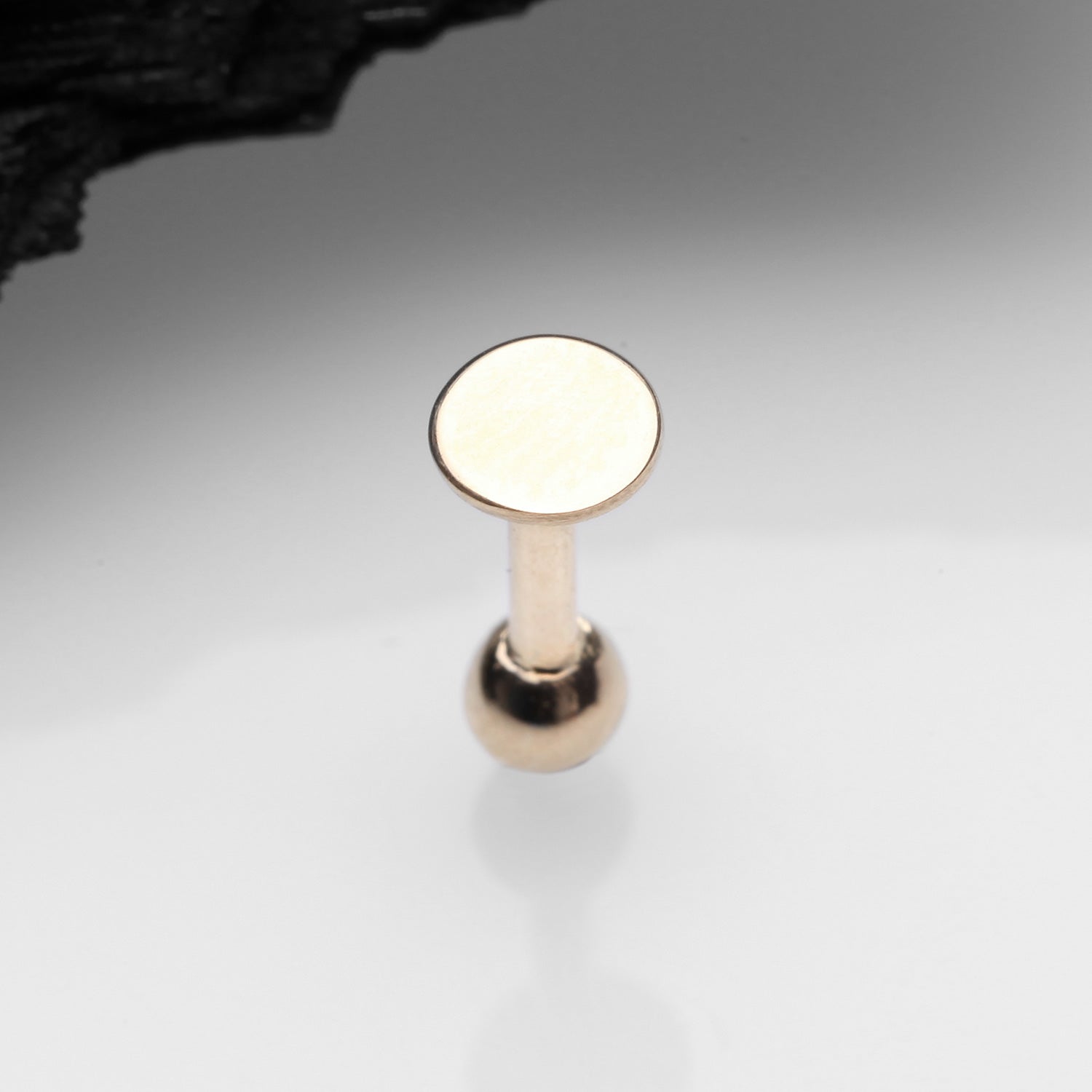 Detail View 1 of 14 Karat Gold OneFit Threadless Flat Round Top Cartilage Barbell