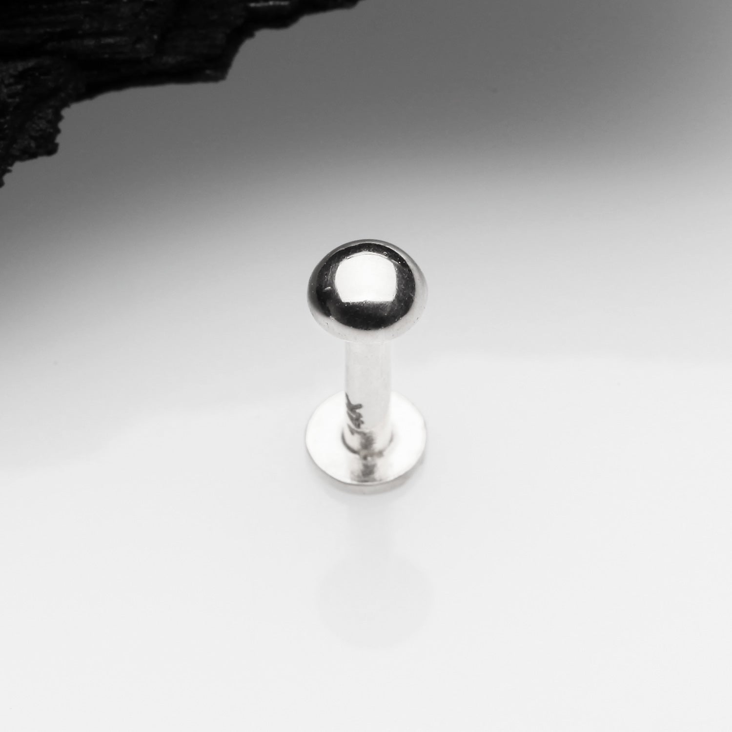 Detail View 1 of 14 Karat White Gold OneFit Threadless Dome Top Flat Back Stud Labret