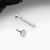 Detail View 2 of 14 Karat White Gold OneFit Threadless Flat Round Top Flat Back Stud Labret
