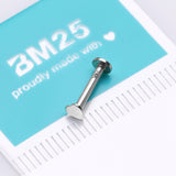 Detail View 3 of 14 Karat White Gold OneFit Threadless Flat Heart Top Flat Back Stud Labret