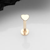 Detail View 1 of 14 Karat Gold OneFit Threadless Flat Heart Top Flat Back Stud Labret