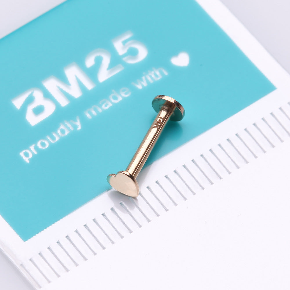 Detail View 3 of 14 Karat Gold OneFit Threadless Flat Heart Top Flat Back Stud Labret