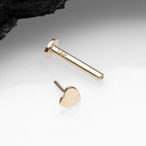 Detail View 2 of 14 Karat Gold OneFit Threadless Flat Heart Top Flat Back Stud Labret