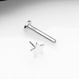 Detail View 2 of 14 Karat White Gold OneFit Threadless Flat Star Top Flat Back Stud Labret