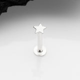Detail View 1 of 14 Karat White Gold OneFit Threadless Flat Star Top Flat Back Stud Labret