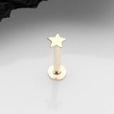 Detail View 1 of 14 Karat Gold OneFit Threadless Flat Star Top Flat Back Stud Labret