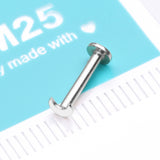 Detail View 2 of 14 Karat White Gold OneFit Threadless Flat Crescent Moon Top Flat Back Stud Labret