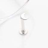 Detail View 1 of 14 Karat White Gold OneFit Threadless Flat Crescent Moon Top Flat Back Stud Labret