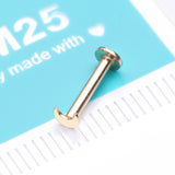 Detail View 2 of 14 Karat Gold OneFit Threadless Flat Crescent Moon Top Flat Back Stud Labret